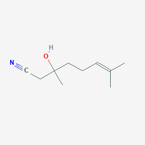 molecular formula C10H17NO B14619500 3-Hydroxy-3,7-dimethyloct-6-enenitrile CAS No. 59949-55-2