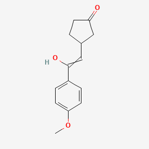 molecular formula C14H16O3 B14619575 3-[2-Hydroxy-2-(4-methoxyphenyl)ethenyl]cyclopentan-1-one CAS No. 58987-21-6