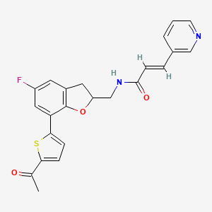 molecular formula C23H19FN2O3S B1461959 (E)-N-{[7-(5-Acetyl-2-thienyl)-5-fluoro-2,3-dihydro-1-benzofuran-2-yl]methyl}-3-(3-pyridinyl)-2-propenamide CAS No. 1069605-79-3