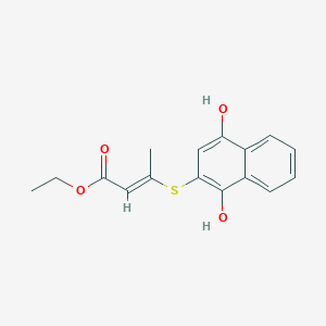 molecular formula C16H16O4S B14619638 2-Butenoic acid, 3-[(1,3-dihydroxy-2-naphthalenyl)thio]-, ethyl ester, (Z)- CAS No. 59483-97-5