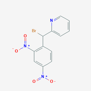 molecular formula C12H8BrN3O4 B14619725 Pyridine, 2-[bromo(2,4-dinitrophenyl)methyl]- CAS No. 58294-08-9