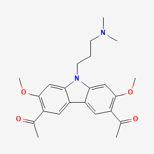 molecular formula C23H28N2O4 B1461976 1-{6-Acetyl-9-[3-(dimethylamino)propyl]-2,7-dimethoxy-9H-carbazol-3-yl}-1-ethanone CAS No. 1221238-41-0