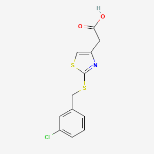 molecular formula C12H10ClNO2S2 B1461977 {2-[(3-Chlorobenzyl)thio]-1,3-thiazol-4-yl}acetic acid CAS No. 1050151-05-7