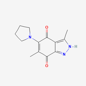 1H-Indazole-4,7-dione, 3,6-dimethyl-5-(1-pyrrolidinyl)-