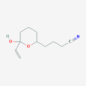 4-(6-Ethenyl-6-hydroxyoxan-2-YL)butanenitrile