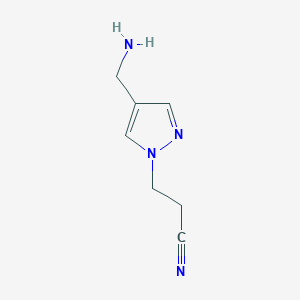 molecular formula C7H10N4 B1462080 3-[4-(氨甲基)-1H-吡唑-1-基]丙腈 CAS No. 1152963-72-8