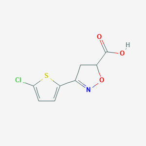 molecular formula C8H6ClNO3S B1462184 3-(5-Chlorothiophen-2-yl)-4,5-dihydro-1,2-oxazole-5-carboxylic acid CAS No. 1094380-46-7