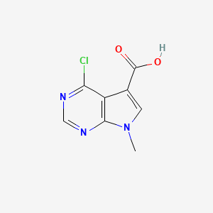 molecular formula C8H6ClN3O2 B1462188 4-chloro-7-methyl-7H-pyrrolo[2,3-d]pyrimidine-5-carboxylic acid CAS No. 1069473-61-5