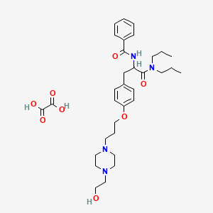 Hydrocinnamamide, alpha-(benzoylamino)-N,N-dipropyl-4-(3-(4-(2-hydroxyethyl)-1-piperazinyl)propoxy)-, oxalate, (+-)-