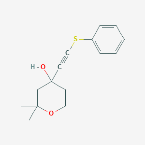 2H-Pyran-4-ol, tetrahydro-2,2-dimethyl-4-[(phenylthio)ethynyl]-