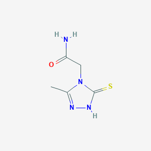 molecular formula C5H8N4OS B1462243 2-(3-methyl-5-sulfanyl-4H-1,2,4-triazol-4-yl)acetamide CAS No. 42047-30-3