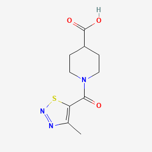 molecular formula C10H13N3O3S B1462264 1-(4-Methyl-1,2,3-thiadiazole-5-carbonyl)piperidine-4-carboxylic acid CAS No. 1042796-01-9