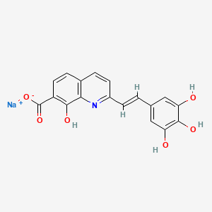 molecular formula C18H12NNaO6 B1462316 (E)-8-羟基-2-[2-(3,4,5-三羟基苯基)乙烯基]-7-喹啉甲酸钠盐 CAS No. 210890-96-3