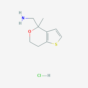 molecular formula C9H14ClNOS B1462327 {4-methyl-4H,6H,7H-thieno[3,2-c]pyran-4-yl}methanamine hydrochloride CAS No. 1310421-49-8