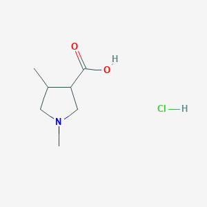 molecular formula C7H14ClNO2 B1462328 1,4-Dimethylpyrrolidine-3-carboxylic acid hydrochloride CAS No. 1803585-88-7