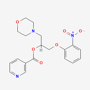 molecular formula C19H21N3O6 B14623567 1-(4-Morpholinylmethyl)-2-(2-nitrophenoxy)ethyl 3-pyridinecarboxylate CAS No. 55315-90-7