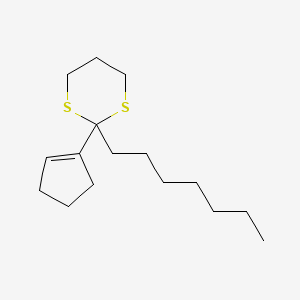 molecular formula C16H28S2 B14624255 2-(Cyclopent-1-EN-1-YL)-2-heptyl-1,3-dithiane CAS No. 54561-54-5