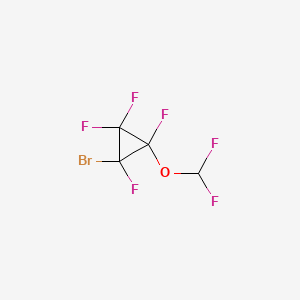 molecular formula C4HBrF6O B14624362 1-Bromo-2-(difluoromethoxy)-1,2,3,3-tetrafluorocyclopropane CAS No. 58707-65-6