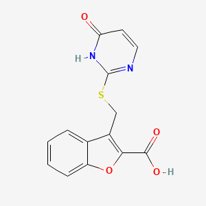 3-{[(4-Hydroxypyrimidin-2-yl)sulfanyl]methyl}-1-benzofuran-2-carboxylic acid