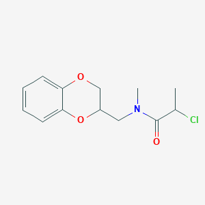 molecular formula C13H16ClNO3 B1462565 2-氯-N-(2,3-二氢-1,4-苯并二氧杂环-2-基甲基)-N-甲基丙酰胺 CAS No. 1098361-12-6