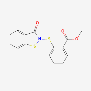 Benzoic acid, 2-[(3-oxo-1,2-benzisothiazol-2(3H)-yl)thio]-, methyl ester