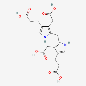 molecular formula C19H22N2O8 B14626236 3,3'-(Methylenebis{[3-(carboxymethyl)-1H-pyrrole-2,4-diyl]})dipropanoic acid CAS No. 56176-37-5