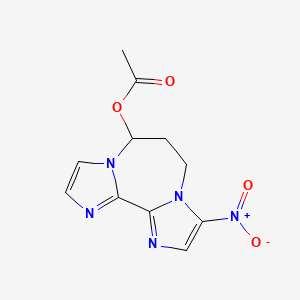 molecular formula C11H11N5O4 B14626618 6-Acetyloxy-3-nitro-5H,6H,7H-diimidazo(1,2-a;2',1'-c)(1,4)diazepine CAS No. 57831-77-3