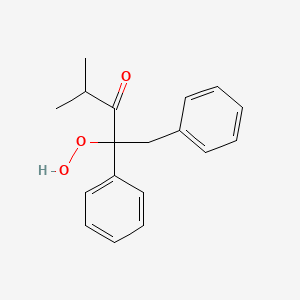 molecular formula C18H20O3 B14626835 2-Hydroperoxy-4-methyl-1,2-diphenylpentan-3-one CAS No. 58967-00-3