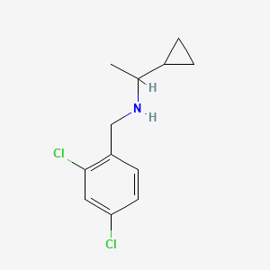 molecular formula C12H15Cl2N B1462706 (1-Cyclopropylethyl)[(2,4-dichlorophenyl)methyl]amine CAS No. 1155988-67-2