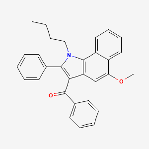 molecular formula C30H27NO2 B14627248 Methanone, (1-butyl-5-methoxy-2-phenyl-1H-benz[g]indol-3-yl)phenyl- CAS No. 57168-14-6