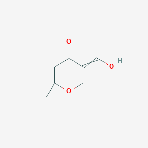 molecular formula C8H12O3 B14627420 5-(Hydroxymethylidene)-2,2-dimethyloxan-4-one CAS No. 56244-46-3