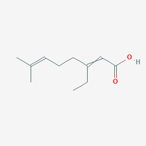 molecular formula C11H18O2 B14627456 3-Ethyl-7-methylocta-2,6-dienoic acid CAS No. 54068-89-2