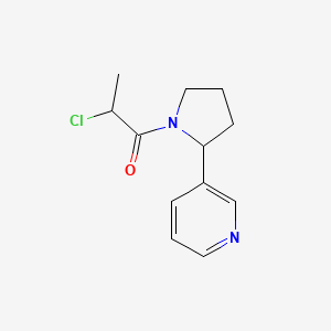 molecular formula C12H15ClN2O B1462746 2-Chloro-1-[2-(pyridin-3-yl)pyrrolidin-1-yl]propan-1-one CAS No. 1153986-93-6
