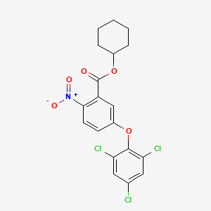 molecular formula C19H16Cl3NO5 B14627516 Cyclohexyl 2-nitro-5-(2,4,6-trichlorophenoxy)benzoate CAS No. 57729-14-3