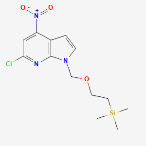 molecular formula C13H18ClN3O3Si B1462752 6-Chloro-4-nitro-1-((2-(trimethylsilyl)ethoxy)methyl)-1H-pyrrolo[2,3-b]pyridine CAS No. 869335-22-8