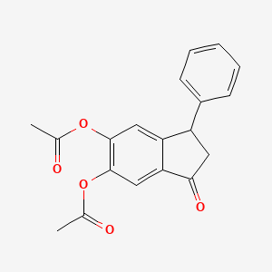 molecular formula C19H16O5 B14627546 1-Oxo-3-phenyl-2,3-dihydro-1H-indene-5,6-diyl diacetate CAS No. 54131-14-5