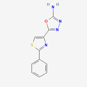 molecular formula C11H8N4OS B1462764 5-(2-Phenyl-1,3-thiazol-4-yl)-1,3,4-oxadiazol-2-amine CAS No. 1219827-72-1