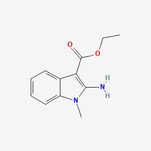 molecular formula C12H14N2O2 B14627767 1H-Indole-3-carboxylic acid, 2-amino-1-methyl-, ethyl ester CAS No. 55643-99-7