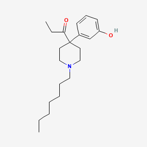 molecular formula C21H33NO2 B14627880 1-[1-Heptyl-4-(3-hydroxyphenyl)piperidin-4-yl]propan-1-one CAS No. 55078-69-8