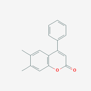 molecular formula C17H14O2 B14627941 6,7-Dimethyl-4-phenyl-2H-1-benzopyran-2-one CAS No. 56813-18-4