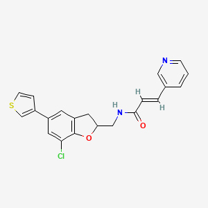 molecular formula C21H17ClN2O2S B1462812 (E)-N-{[7-Chloro-5-(3-thienyl)-2,3-dihydro-1-benzofuran-2-yl]methyl}-3-(3-pyridinyl)-2-propenamide CAS No. 1069796-77-5