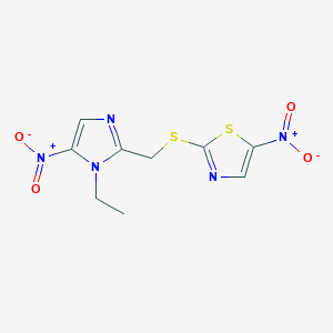 2-{[(1-Ethyl-5-nitro-1H-imidazol-2-yl)methyl]sulfanyl}-5-nitro-1,3-thiazole