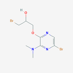 molecular formula C9H13Br2N3O2 B14628241 1-Bromo-3-{[5-bromo-3-(dimethylamino)pyrazin-2-yl]oxy}propan-2-ol CAS No. 54126-42-0