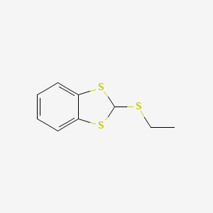 molecular formula C9H10S3 B14628330 1,3-Benzodithiole, 2-(ethylthio)- CAS No. 57198-57-9