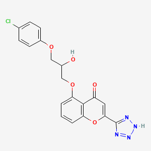 molecular formula C19H15ClN4O5 B14628376 5-(3-(4-Chlorophenoxy)-2-hydroxypropoxy)-2-(1H-tetrazol-5-yl)-4H-1-benzopyran-4-one CAS No. 53736-48-4