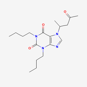 molecular formula C18H28N4O3 B14628414 1,3-Dibutyl-7-(4-oxopentan-2-yl)-3,7-dihydro-1H-purine-2,6-dione CAS No. 57076-64-9