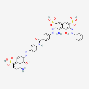 molecular formula C39H29N9O12S3 B14628471 2,7-Naphthalenedisulfonic acid, 4-amino-3-[[4-[[[4-[(8-amino-1-hydroxy-5-sulfo-2-naphthalenyl)azo]phenyl]amino]carbonyl]phenyl]azo]-5-hydroxy-6-(phenylazo)- CAS No. 54274-15-6