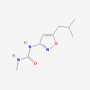 molecular formula C9H15N3O2 B14628499 N-Methyl-N'-[5-(2-methylpropyl)-1,2-oxazol-3-yl]urea CAS No. 55808-01-0