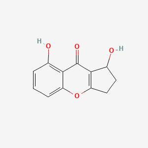molecular formula C12H10O4 B1462866 1,8-dihydroxy-2,3-dihydro-1H-cyclopenta[b]chromen-9-one CAS No. 1353560-54-9