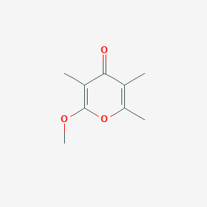 molecular formula C9H12O3 B14628673 4H-Pyran-4-one, 2-methoxy-3,5,6-trimethyl- CAS No. 56070-87-2